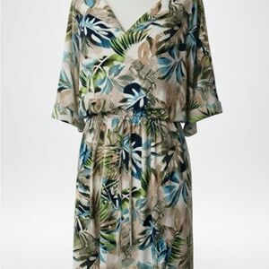 Chico's Leaf Print Maxi Dress - Blue, Green, Cream